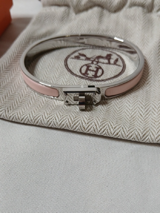 Hermes Jewelry - Hermes Pink Enamel Bracelet with Silver Hardware